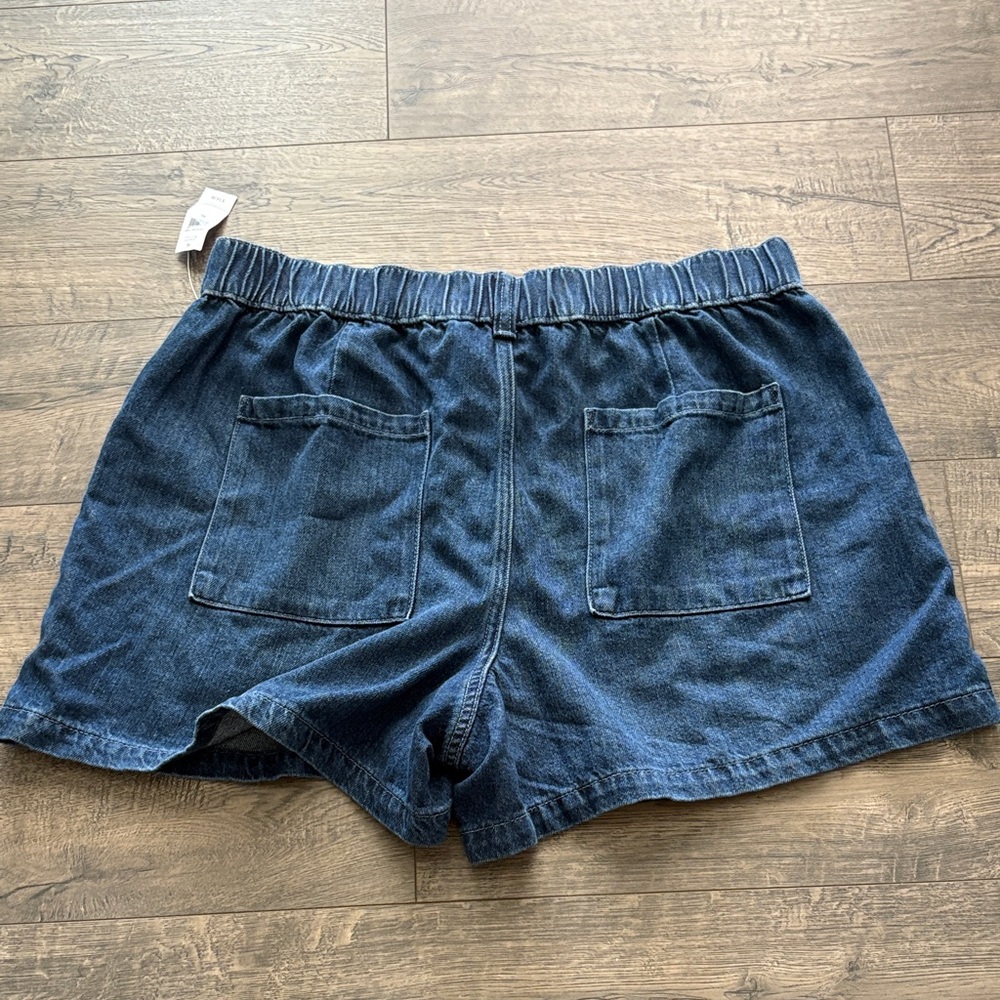 GAP High Waist Dark Blue Denim Elastic-Waist Shorts - Picture 4 of 6